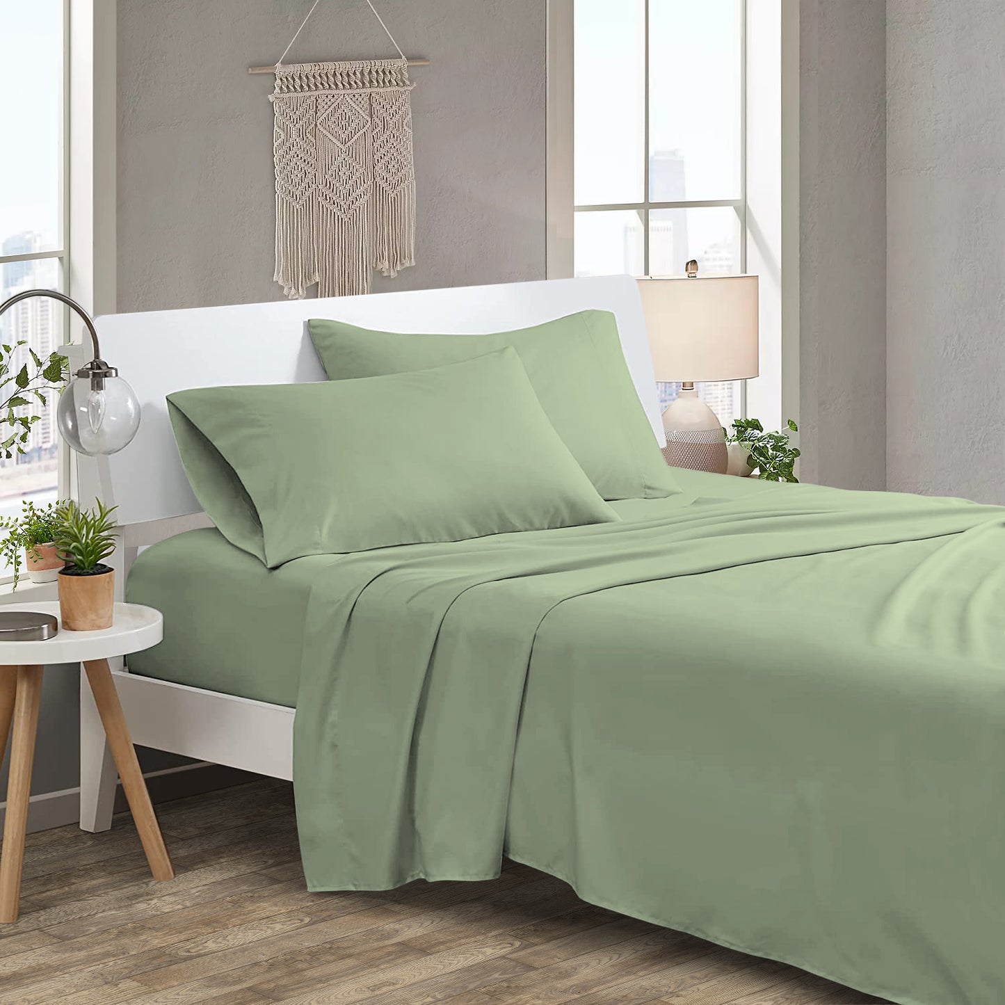 Moss Bed Sheet With 2 Pillow Covers